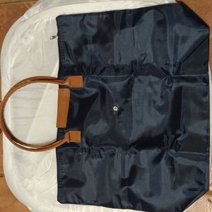 Brown and blue purse